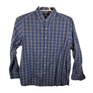 Hart‎ Schaffner Marx Men's Large Blue Plaid Long Sleeve Button Up Shirt